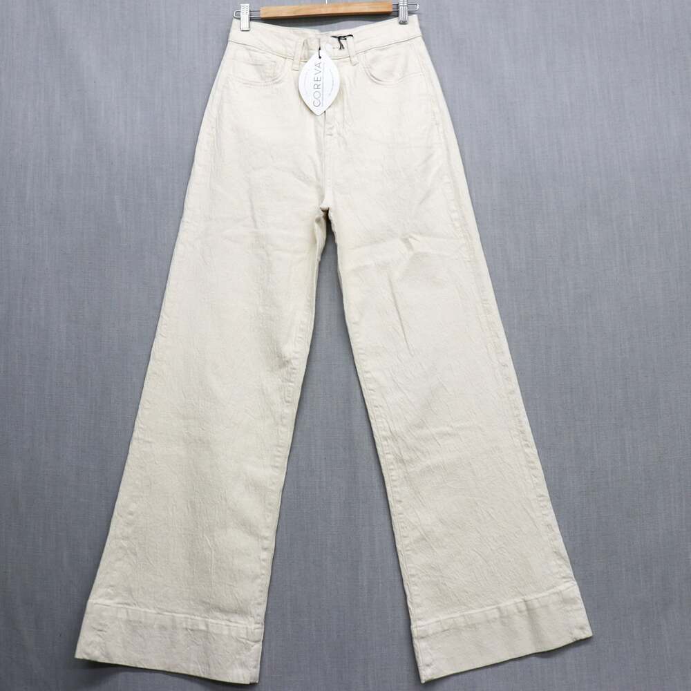 Triarchy Wide Leg Organic Cotton Jeans High Rise Oatmeal Natural Denim Size 28